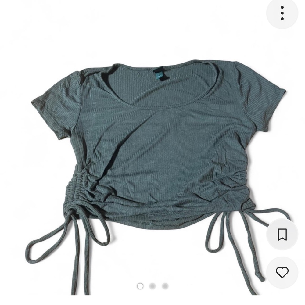 Wild Fable Dark Green Tie-Front Crop Top